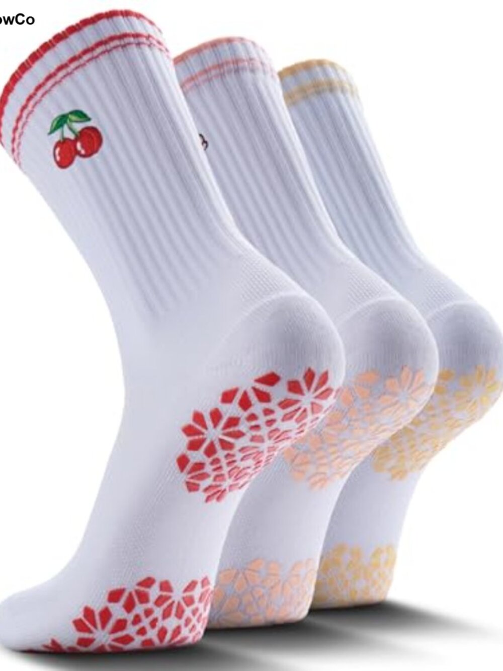 Pilates Grip Socks for Women Crew Sticky Non-Slip Cotton Yoga Barre Dance Socks